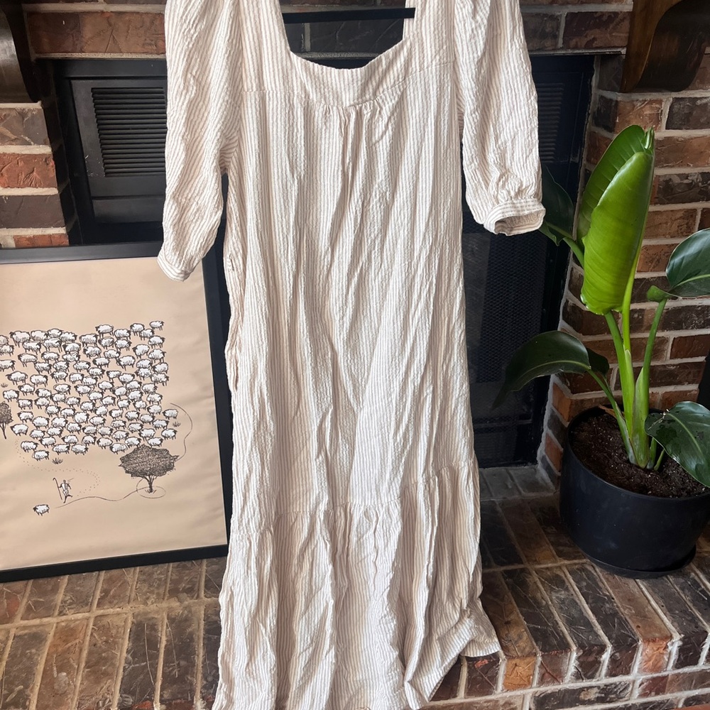 White Ruffled Maxi Sundress with Puff Sleeves